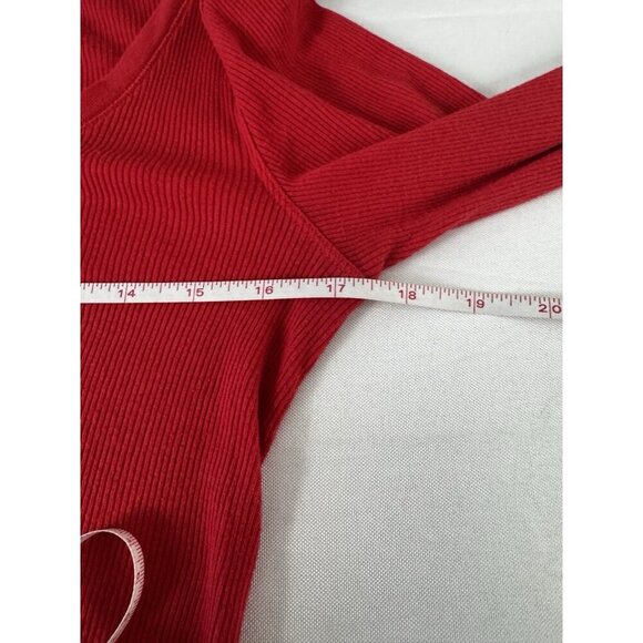 Victorias Secret Y2K M Red Waffle Knit Thermal Henley Top Cozy Lounge Coquette - Picture 6 of 8
